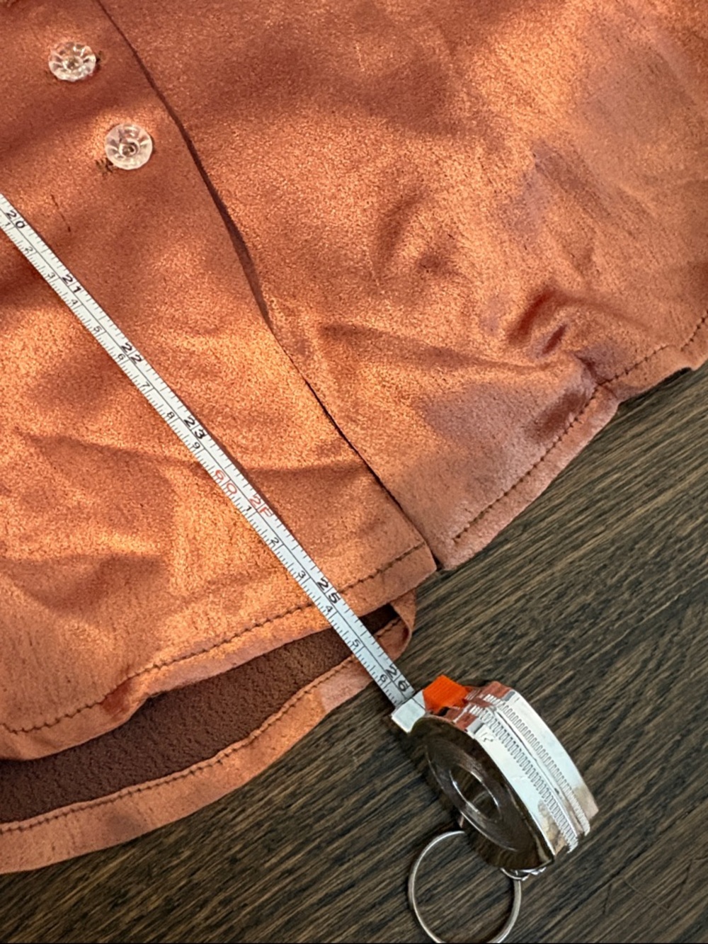 Cignal Copper Satin Blouse Size S Shimmer Button Front Long Sleeve Unique - Picture 12 of 12